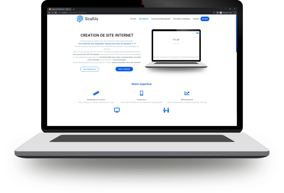 Site Internet vitrine créé par l'agence de marketing digital ScalUs